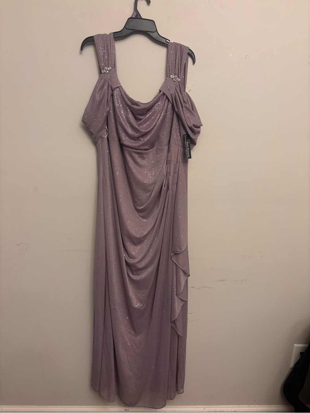 R&M Richards Mauve Glitter Formal Gown Plus Size 22W NWT
